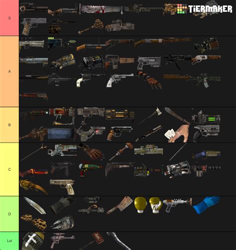 fallout weapons list